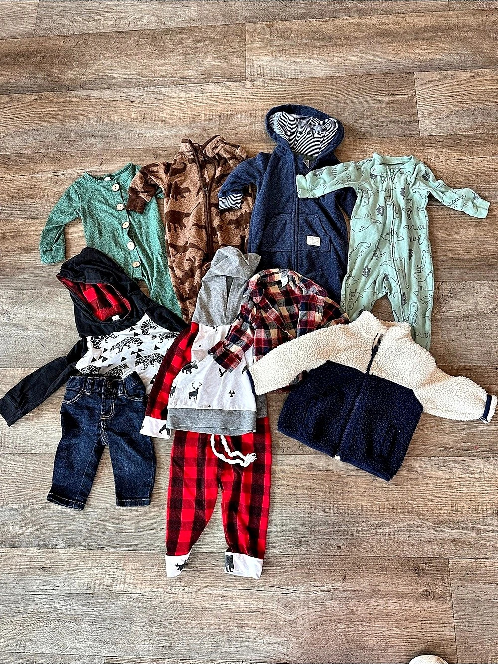 Baby Boy Clothing Lot Plaid Blue & Red